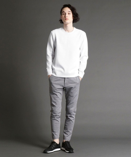 MONSIEUR NICOLE（ムッシュニコル）の「ジオメトリック柄　ブリスタージャカード　クルーネックカットソー（Tシャツ/カットソー・メンズ・ホワイト/ピンク・MEDIUM/LARGE/X-LARGE）」の9枚目の写真