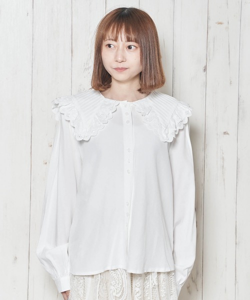 Clice de Paris（クリシェドゥパリス）の「K/フリル丸襟ブラウス（シャツ/ブラウス・レディース・オフホワイト/ベージュ・ONESIZE）」の9枚目の写真