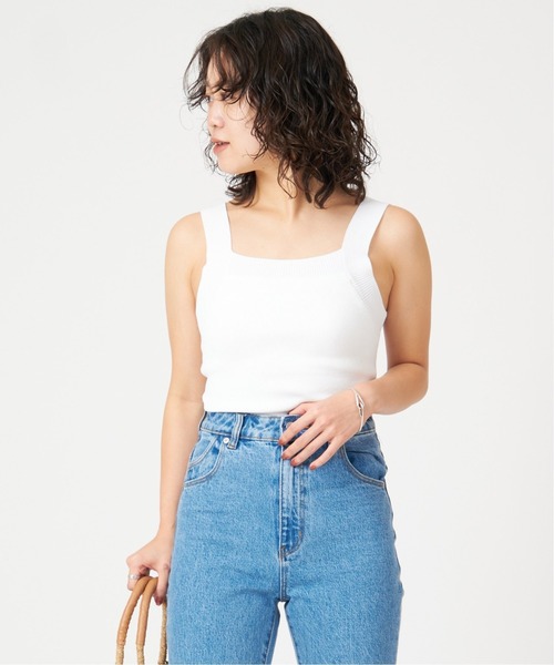 U by SPICK&SPAN(ユーバイスピックアンドスパン)の「カップ付きリブニットキャミ◆(キャミソール・レディース・カーキ/ホワイト・FREE)」の7枚目の写真