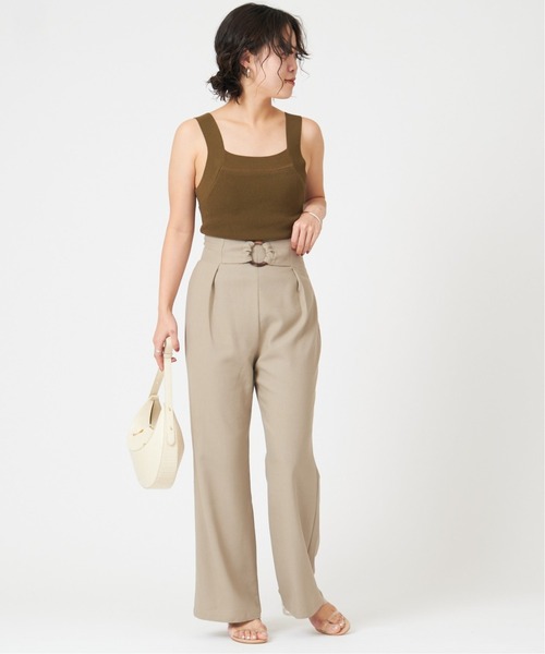 U by SPICK&SPAN(ユーバイスピックアンドスパン)の「カップ付きリブニットキャミ◆(キャミソール・レディース・カーキ/ホワイト・FREE)」の12枚目の写真