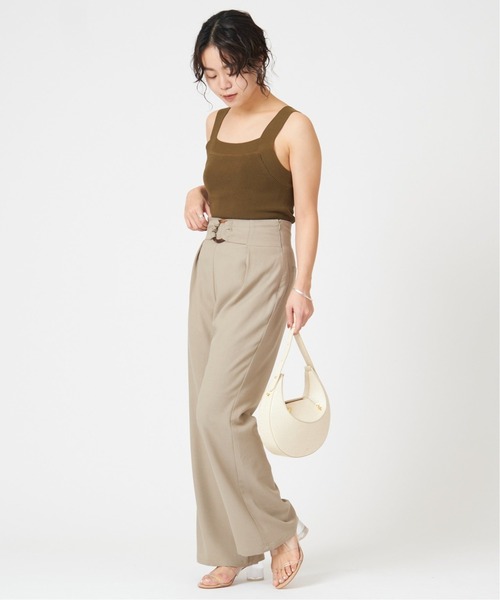 U by SPICK&SPAN(ユーバイスピックアンドスパン)の「カップ付きリブニットキャミ◆(キャミソール・レディース・カーキ/ホワイト・FREE)」の13枚目の写真