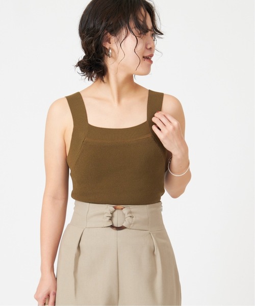 U by SPICK&SPAN(ユーバイスピックアンドスパン)の「カップ付きリブニットキャミ◆(キャミソール・レディース・カーキ/ホワイト・FREE)」の16枚目の写真