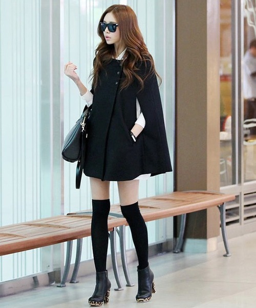 Girly Doll（ガーリードール）の「ポケット付きポンチョ（ポンチョ・レディース・ブラック/グレー/モカ・M/L）」の5枚目の写真