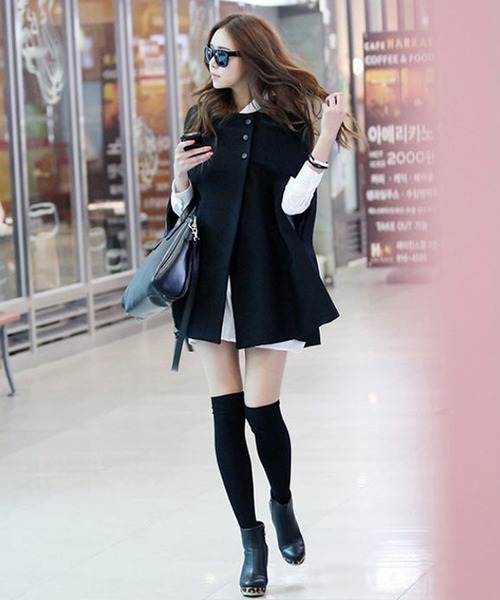 Girly Doll（ガーリードール）の「ポケット付きポンチョ（ポンチョ・レディース・ブラック/グレー/モカ・M/L）」の7枚目の写真