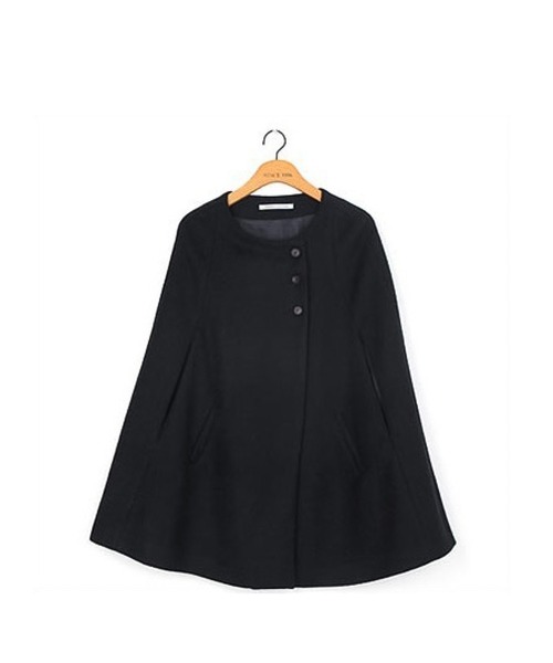 Girly Doll（ガーリードール）の「ポケット付きポンチョ（ポンチョ・レディース・ブラック/グレー/モカ・M/L）」の4枚目の写真