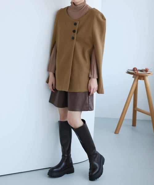 Girly Doll（ガーリードール）の「ポケット付きポンチョ（ポンチョ・レディース・ブラック/グレー/モカ・M/L）」の17枚目の写真