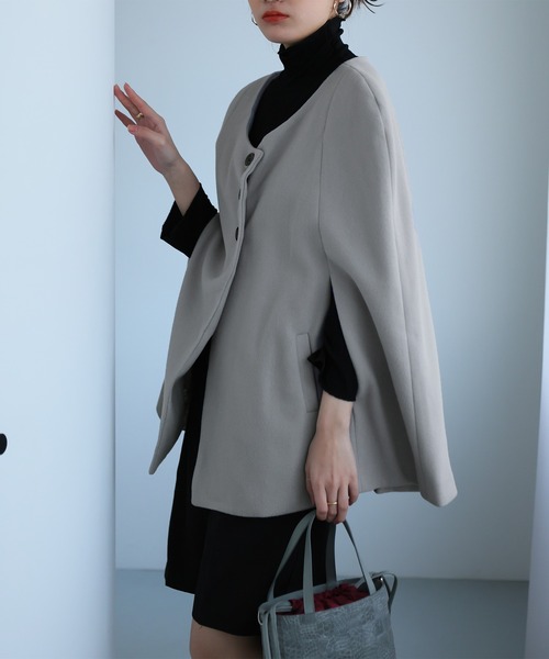 Girly Doll（ガーリードール）の「ポケット付きポンチョ（ポンチョ・レディース・ブラック/グレー/モカ・M/L）」の13枚目の写真