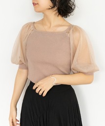 RANDA（ランダ）の「袖シースルースクエアネックニット（ニット/セーター）」