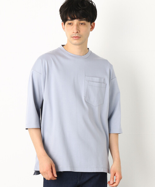 COMME　CA COMMUNE（コムサコミューン）の「★ＴＶ媒体着用商品★  ダブルポケット ビッグＴシャツ（Tシャツ/カットソー・メンズ・ブラック/グレー/サックスブルー/ピンク/グリーン/キナリ・MEDIUM/LARGE）」の5枚目の写真