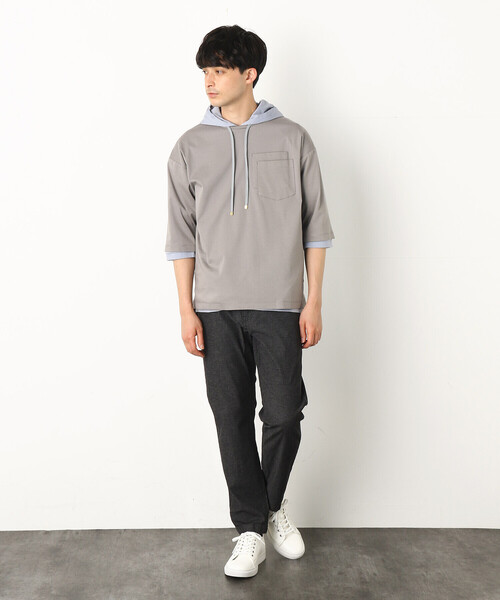COMME　CA COMMUNE（コムサコミューン）の「★ＴＶ媒体着用商品★  ダブルポケット ビッグＴシャツ（Tシャツ/カットソー・メンズ・ブラック/グレー/サックスブルー/ピンク/グリーン/キナリ・MEDIUM/LARGE）」の17枚目の写真