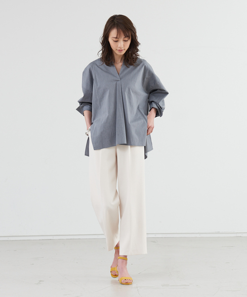 abahouse mavie(アバハウスマヴィ)の「後ボタンスキッパーシャツ(シャツ/ブラウス・レディース・ホワイト/グレー/セージグリーン/ストライプ・フリー)」の15枚目の写真