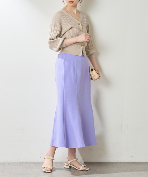 natural couture（ナチュラルクチュール）の「春の装いを軽やかに仕上げてくれる カットソーマーメイドスカート（スカート・レディース・ブラック/パープル/グレー/アイボリー・FREE）」の10枚目の写真