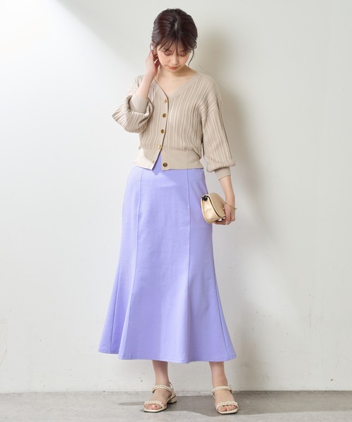 natural couture（ナチュラルクチュール）の「春の装いを軽やかに仕上げてくれる カットソーマーメイドスカート（スカート・レディース・ブラック/パープル/グレー/アイボリー・FREE）」の11枚目の写真