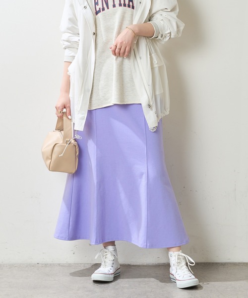 natural couture（ナチュラルクチュール）の「春の装いを軽やかに仕上げてくれる カットソーマーメイドスカート（スカート・レディース・ブラック/パープル/グレー/アイボリー・FREE）」の12枚目の写真