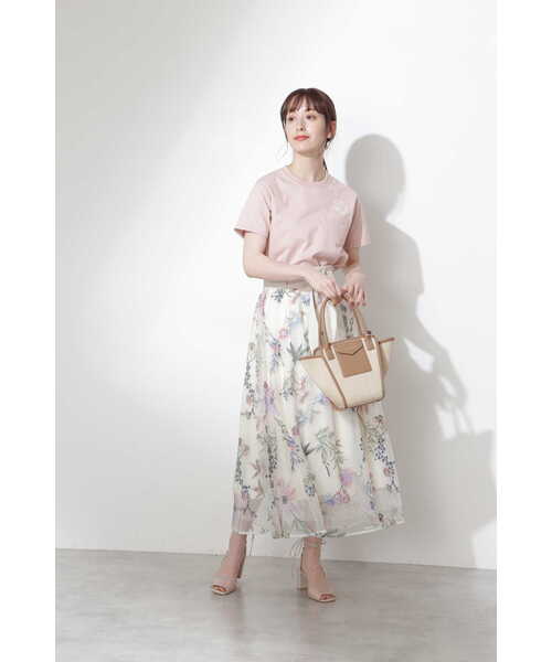 【VALENTINO】花柄 エンブロイダリー コットンxリネン スカート エンブロイダリー コットン X リネン スカート for ウィメンズ