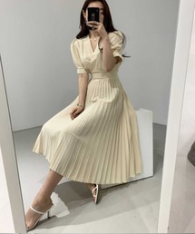 カシュクールプリーツワンピース