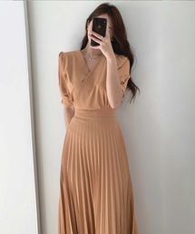 カシュクールプリーツワンピース