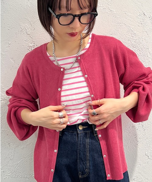 apres jour mignon（アプレジュールミニョン）の「袖ボリュームリブニットカーディガン【ZOZOTOWN限定アイテム】（ニット/セーター・レディース・グリーン/ブラック/アイボリー/イエロー/ピンク・X-LARGE/フリー）」の5枚目の写真
