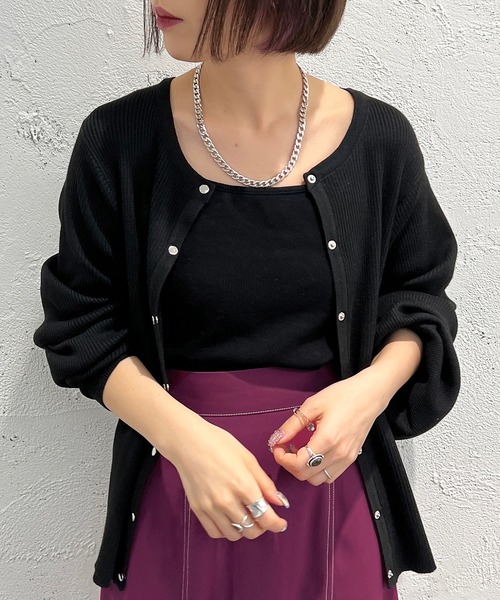 apres jour mignon（アプレジュールミニョン）の「袖ボリュームリブニットカーディガン【ZOZOTOWN限定アイテム】（ニット/セーター・レディース・グリーン/ブラック/アイボリー/イエロー/ピンク・X-LARGE/フリー）」の13枚目の写真