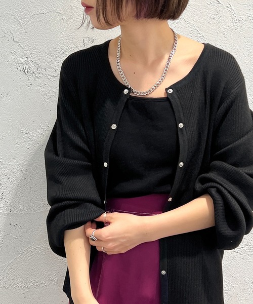 apres jour mignon（アプレジュールミニョン）の「袖ボリュームリブニットカーディガン【ZOZOTOWN限定アイテム】（ニット/セーター・レディース・グリーン/ブラック/アイボリー/イエロー/ピンク・X-LARGE/フリー）」の14枚目の写真