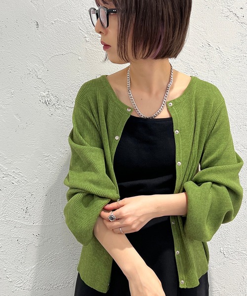 apres jour mignon（アプレジュールミニョン）の「袖ボリュームリブニットカーディガン【ZOZOTOWN限定アイテム】（ニット/セーター・レディース・グリーン/ブラック/アイボリー/イエロー/ピンク・X-LARGE/フリー）」の19枚目の写真
