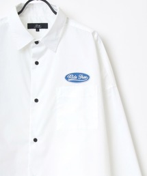 Lazar | 別注 Oversize Broad Patch Shirt/オーバーサイズ ブロード ワッペン刺繍 ムジ ストライプ レギュラーカラーシャツ(シャツ/ブラウス)