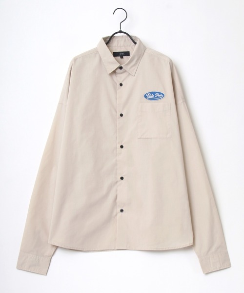 Lazar（ラザル）の「別注 Oversize Broad Patch Shirt/オーバーサイズ ブロード ワッペン刺繍 ムジ ストライプ レギュラーカラーシャツ（シャツ/ブラウス・メンズ・ホワイト/ベージュ/ブルー/ホワイト系その他/ブルー系その他/ブルー系その他2/ブルー系その他3・M/L）」の18枚目の写真