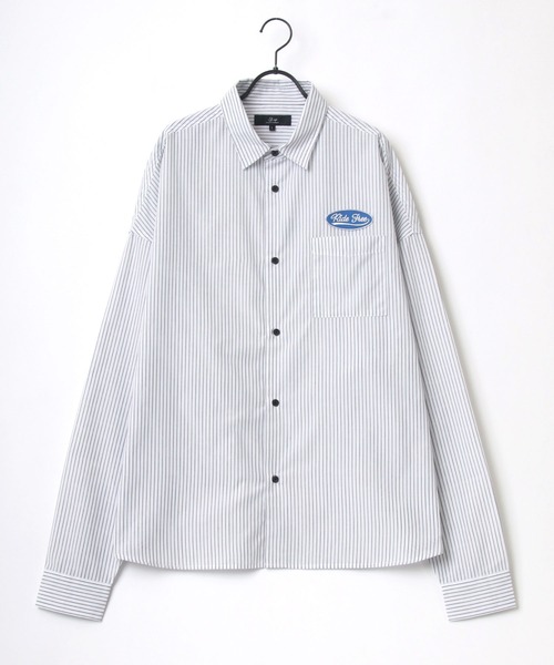 Lazar（ラザル）の「別注 Oversize Broad Patch Shirt/オーバーサイズ ブロード ワッペン刺繍 ムジ ストライプ レギュラーカラーシャツ（シャツ/ブラウス・メンズ・ホワイト/ベージュ/ブルー/ホワイト系その他/ブルー系その他/ブルー系その他2/ブルー系その他3・M/L）」の16枚目の写真