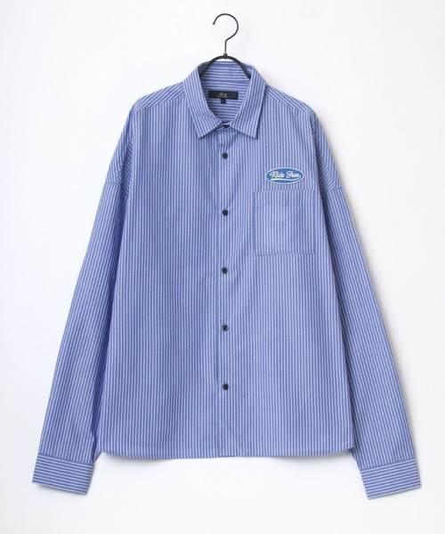 Lazar（ラザル）の「別注 Oversize Broad Patch Shirt/オーバーサイズ ブロード ワッペン刺繍 ムジ ストライプ レギュラーカラーシャツ（シャツ/ブラウス・メンズ・ホワイト/ベージュ/ブルー/ホワイト系その他/ブルー系その他/ブルー系その他2/ブルー系その他3・M/L）」の10枚目の写真