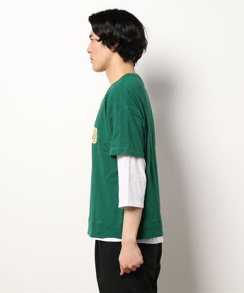 BACK NUMBER（バックナンバー）の「【BACK NUMBER】プリント７分レイヤード（Tシャツ/カットソー・メンズ・グリーン/グレー/オフホワイト・M/L/XL）」の6枚目の写真
