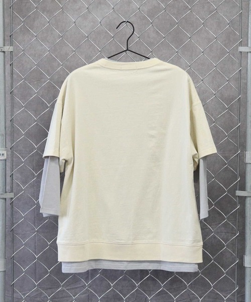 BACK NUMBER（バックナンバー）の「【BACK NUMBER】プリント７分レイヤード（Tシャツ/カットソー・メンズ・グリーン/グレー/オフホワイト・M/L/XL）」の18枚目の写真