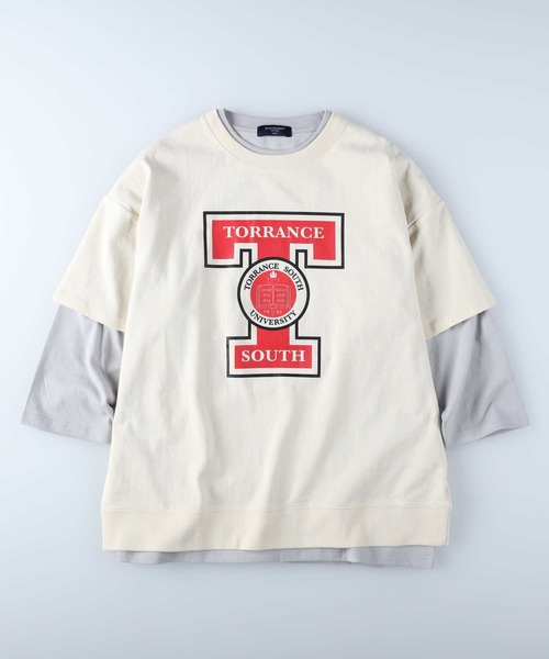 BACK NUMBER（バックナンバー）の「【BACK NUMBER】プリント７分レイヤード（Tシャツ/カットソー・メンズ・グリーン/グレー/オフホワイト・M/L/XL）」の20枚目の写真