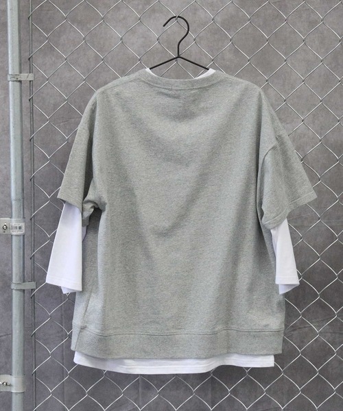 BACK NUMBER（バックナンバー）の「【BACK NUMBER】プリント７分レイヤード（Tシャツ/カットソー・メンズ・グリーン/グレー/オフホワイト・M/L/XL）」の22枚目の写真