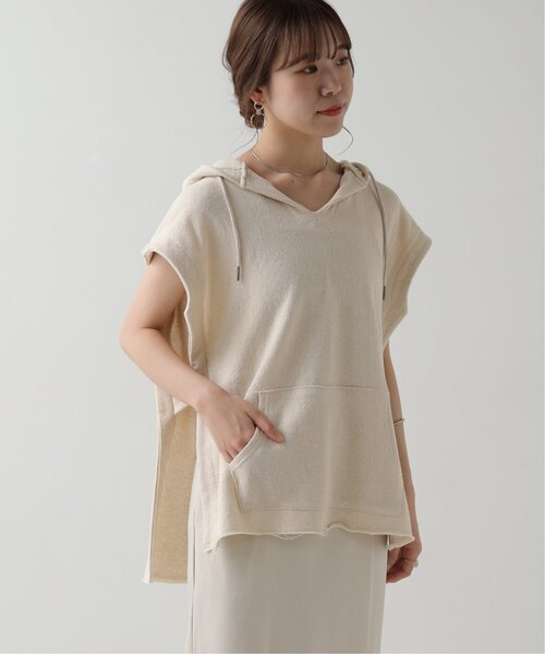 RAY CASSIN(レイカズン)の「ヘリンボーンフードベスト(Tシャツ/カットソー・レディース・スミクロ/キナリ・FREE)」の13枚目の写真