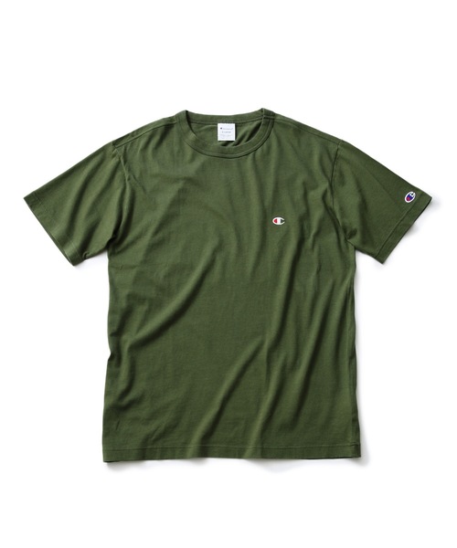 Champion(チャンピオン)の「【CHAMPION/チャンピオン】ブランドベストセラーアイテム 定番の無地 ワンポイントブランドロゴ入り スタンダードシルエット ユニセックスサイジング ベーシック半袖Tシャツ カットソー(Tシャツ/カットソー・メンズ・イエロー/ブラック/ホワイト/パープル/オレンジ/ベージュ/ダークグリーン/ネイビー/ライトグリーン/ライトベージュ・LARGE/MEDIUM/SMALL/X-LARGE/XX-LARGE)」の5枚目の写真