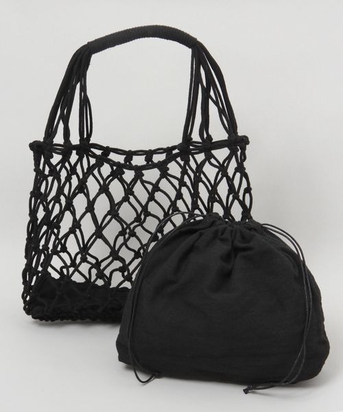 RAGEBLUE（レイジブルー）の「マクラメハンドバッグ（ハンドバッグ・レディース・ブラック/ベージュ・FREE）」の3枚目の写真