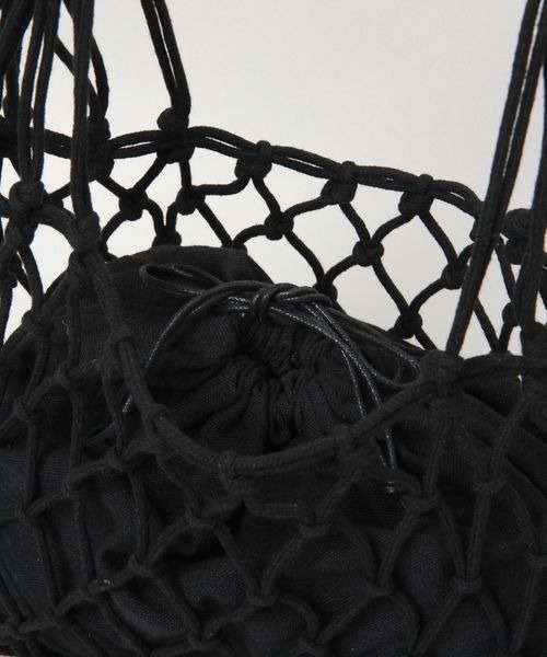 RAGEBLUE（レイジブルー）の「マクラメハンドバッグ（ハンドバッグ・レディース・ブラック/ベージュ・FREE）」の7枚目の写真