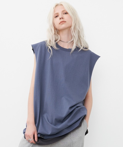 AIVER（アイバー）の「AIVER　16/-ウォッシュ天竺N/S TEE（Tシャツ/カットソー・メンズ・グレイッシュブルー/ブラック/ホワイト/チャコールグレー・LARGE/MEDIUM/SMALL）」の4枚目の写真