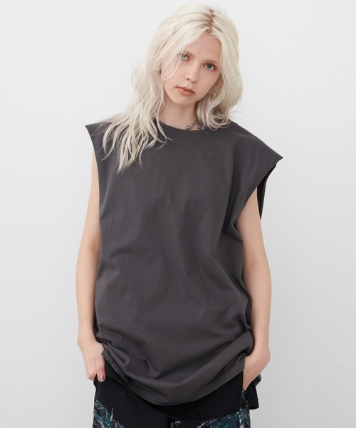 AIVER（アイバー）の「AIVER　16/-ウォッシュ天竺N/S TEE（Tシャツ/カットソー・メンズ・グレイッシュブルー/ブラック/ホワイト/チャコールグレー・LARGE/MEDIUM/SMALL）」の3枚目の写真