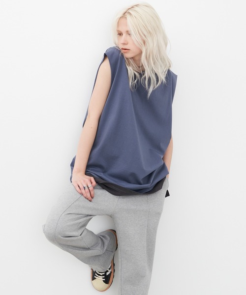 AIVER（アイバー）の「AIVER　16/-ウォッシュ天竺N/S TEE（Tシャツ/カットソー・メンズ・グレイッシュブルー/ブラック/ホワイト/チャコールグレー・LARGE/MEDIUM/SMALL）」の5枚目の写真