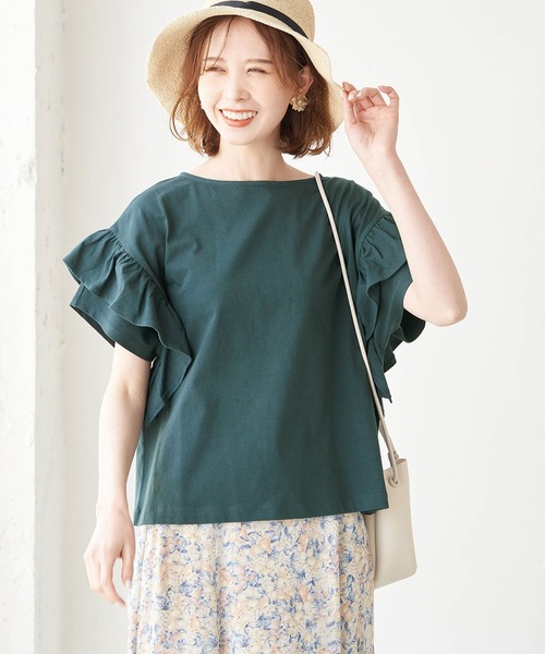 ROPE' PICNIC（ロペピクニック）の「TRUE COTTON/フリルカットトップス（Tシャツ/カットソー・レディース・ラベンダー/ブラック/グリーン/オフホワイト・38）」の3枚目の写真