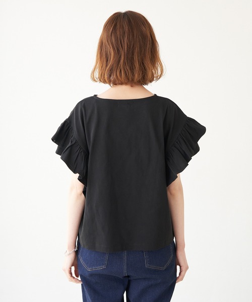 ROPE' PICNIC（ロペピクニック）の「TRUE COTTON/フリルカットトップス（Tシャツ/カットソー・レディース・ラベンダー/ブラック/グリーン/オフホワイト・38）」の6枚目の写真