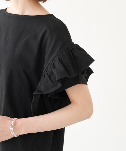 ROPE' PICNIC（ロペピクニック）の「TRUE COTTON/フリルカットトップス（Tシャツ/カットソー・レディース・ラベンダー/ブラック/グリーン/オフホワイト・38）」の8枚目の写真