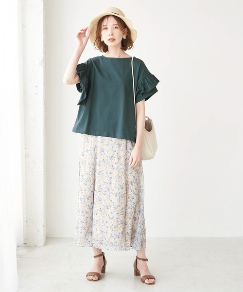 ROPE' PICNIC（ロペピクニック）の「TRUE COTTON/フリルカットトップス（Tシャツ/カットソー・レディース・ラベンダー/ブラック/グリーン/オフホワイト・38）」の17枚目の写真