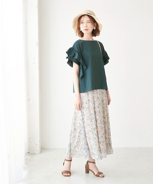 ROPE' PICNIC（ロペピクニック）の「TRUE COTTON/フリルカットトップス（Tシャツ/カットソー・レディース・ラベンダー/ブラック/グリーン/オフホワイト・38）」の18枚目の写真