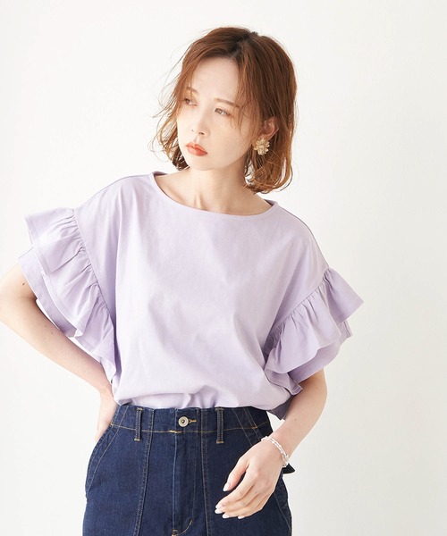 ROPE' PICNIC（ロペピクニック）の「TRUE COTTON/フリルカットトップス（Tシャツ/カットソー・レディース・ラベンダー/ブラック/グリーン/オフホワイト・38）」の19枚目の写真
