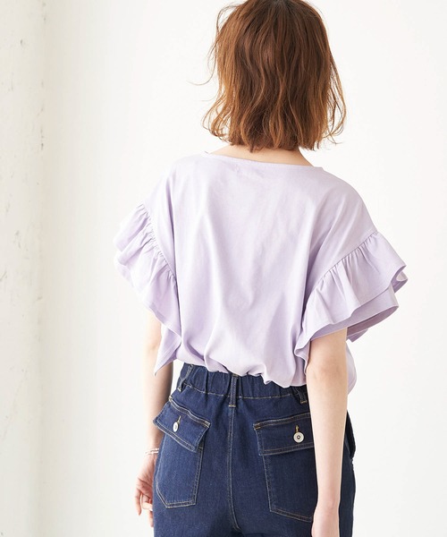 ROPE' PICNIC（ロペピクニック）の「TRUE COTTON/フリルカットトップス（Tシャツ/カットソー・レディース・ラベンダー/ブラック/グリーン/オフホワイト・38）」の20枚目の写真