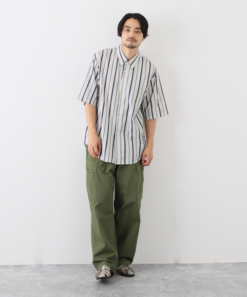 EDIFICE（エディフィス）の「クロスステッチ 半袖ストライプ ボタンダウンシャツ（シャツ/ブラウス・メンズ・グレー系その他/ブルー系その他・MEDIUM/LARGE）」の3枚目の写真