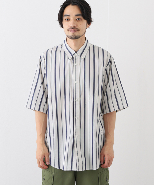 EDIFICE（エディフィス）の「クロスステッチ 半袖ストライプ ボタンダウンシャツ（シャツ/ブラウス・メンズ・グレー系その他/ブルー系その他・MEDIUM/LARGE）」の4枚目の写真