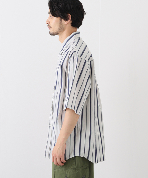 EDIFICE（エディフィス）の「クロスステッチ 半袖ストライプ ボタンダウンシャツ（シャツ/ブラウス・メンズ・グレー系その他/ブルー系その他・MEDIUM/LARGE）」の5枚目の写真